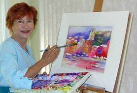Rene Painting in her Studio